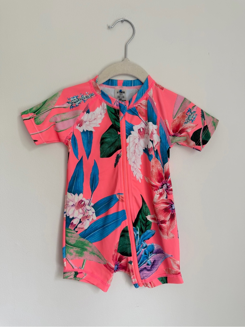 BONDS Floral Short-Sleeve Zip Front Swimsuit (Size 6-12m)